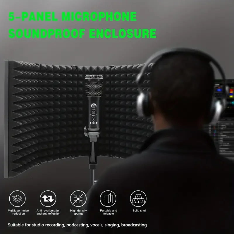 3 / 5 Panel Reflection Filters Professional Studio Recording Microphone Isolation Shield Suitable For Any Condenser Mic