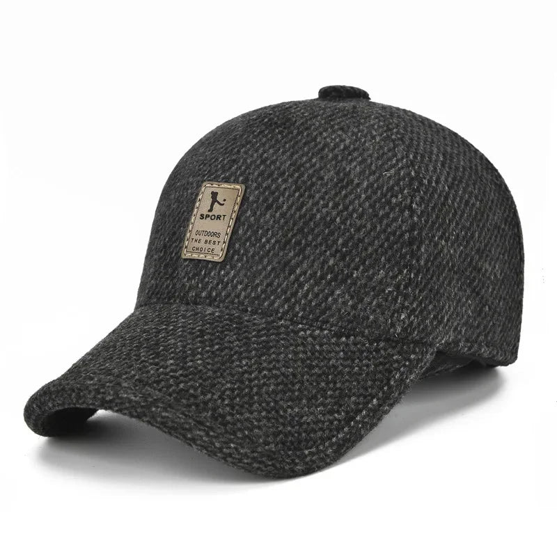 Baseball Cap Autumn Woolen Knitted Designer Men's Winter Cap Thicken Warm Hats with Earflaps Men's Brand Hats Dad Trucker Hats