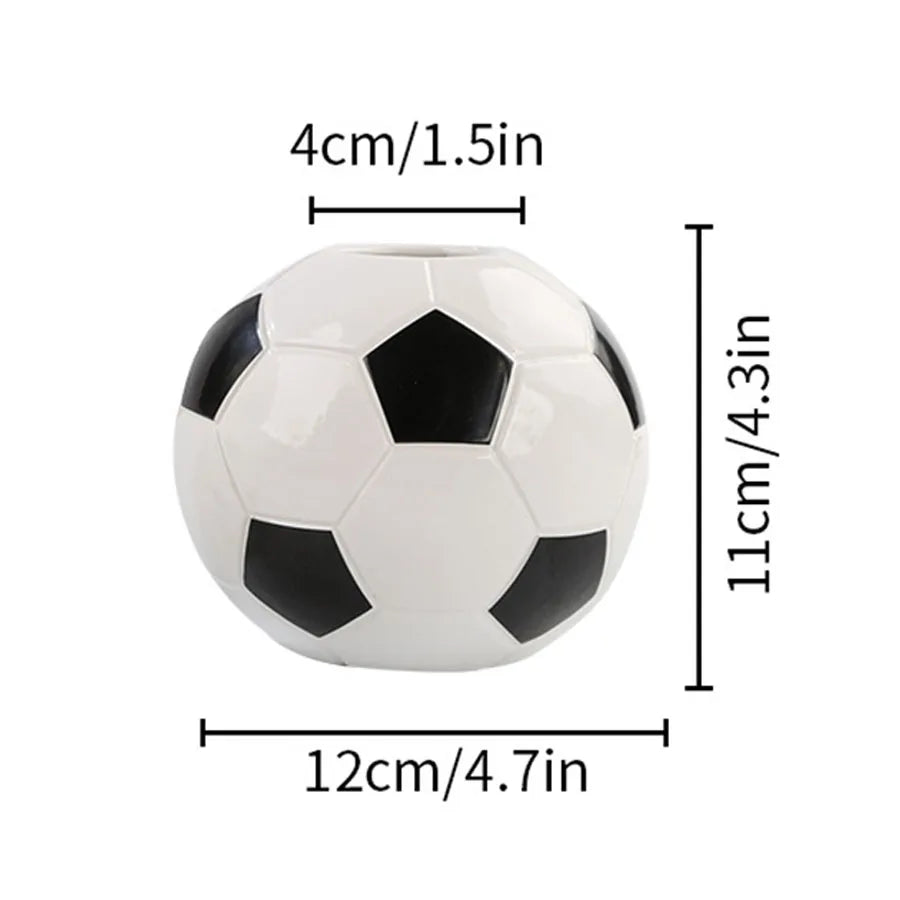 Ceramic Football Vase Hydroponic Flower Holder Pen Stand Creative Living Room Decor World Cup Fan Ornament