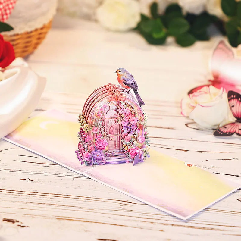 3D Pop-Up Greeting Cards, Exquisite Floral Bouquet Pop-Up Cards, Wreath/Floral Window Pop-Up Cards, Perfect for Parties and Gift