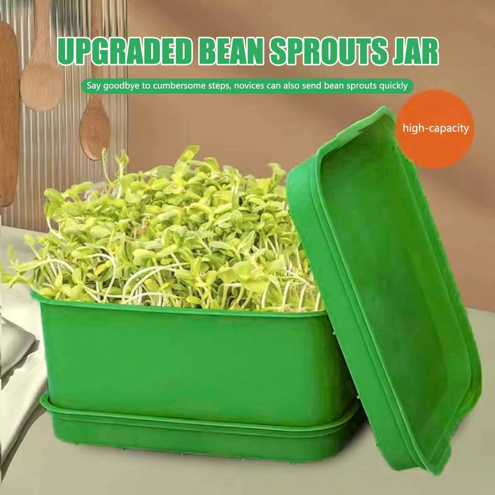 Bean Sprout Grower Pot Container For Soybean Mung Bean Germination Indoor Gardening Hydroponic Seedling Pot With Drain Holes