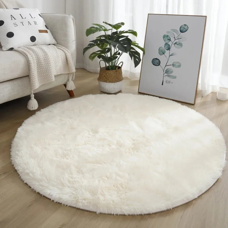 Anti-Slip Rugs Large Shaggy Rug 60/80/100cm Super Soft Round Mat Living Room Bedroom Carpet Multi Color Select For Home Decor