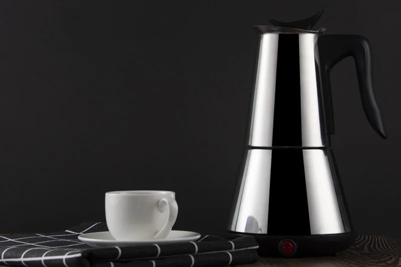 110V/220V Electric Coffee Maker 300ml 304 Stainless Steel Mocha Pot Electric Italian Coffee Maker Percolator for Home