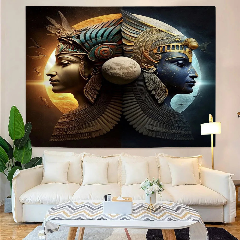 Egyptian Painting Tapestry  Nefertalis Tomb Thebes Wall Hanging Gods of Ancient Egypt Mural for Bedroom Living Room Dorm Decor