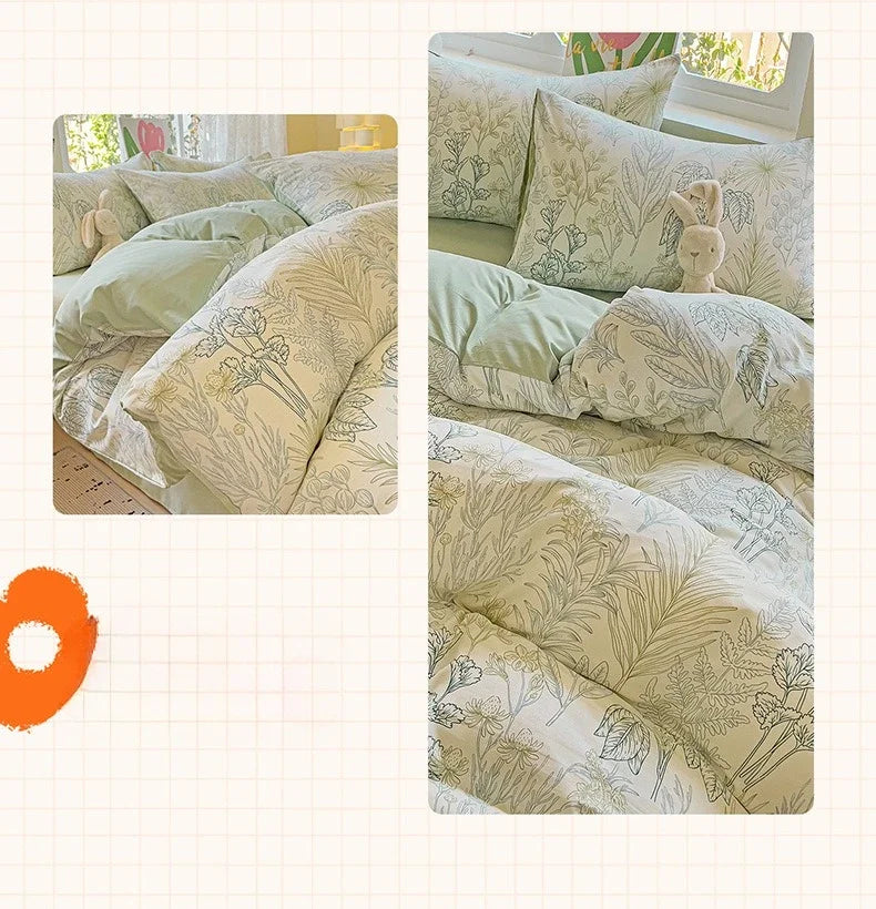 4pcs/set Bedding Set Simplicity Style Twin Queen Size Duvet Cover Flat Sheet Pillowcase Kids Adult Comforter Sets Home Textile