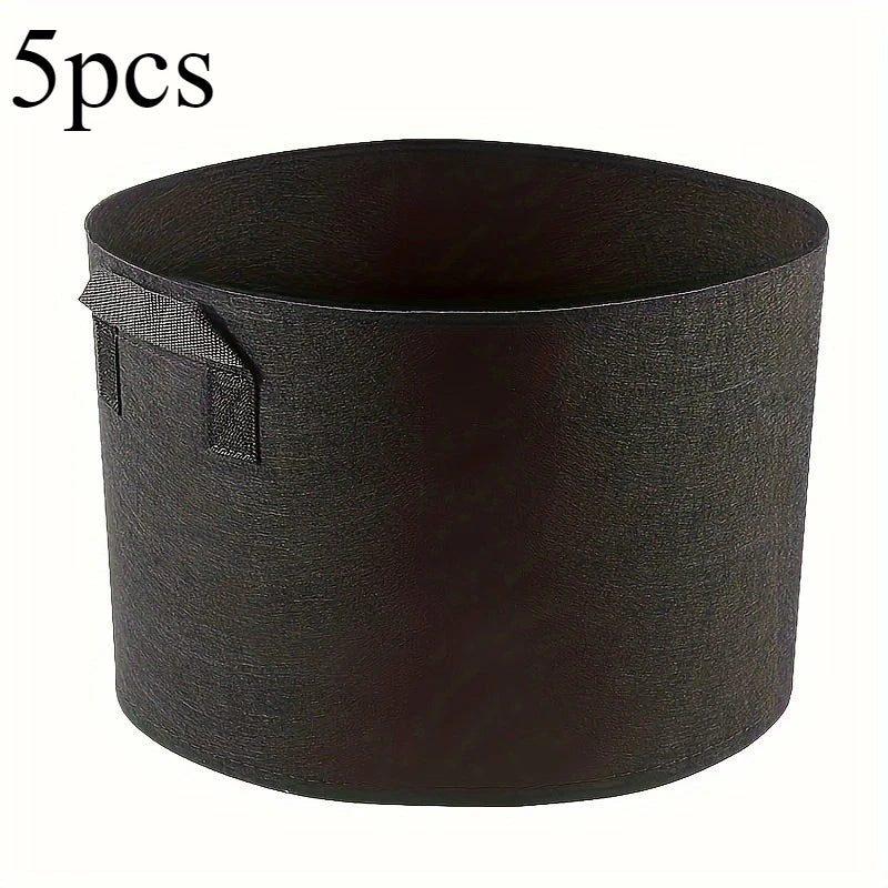 5pcs Felt Plant Grow Bag Breathable Garden Planting Pouch for Vegetables Flowers Herbs Reusable Fabric Planter Pot