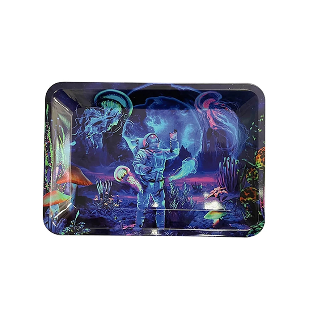 Cigar Rolling Tray Metal Storage Container Tinplate Household Supplies Accessories Size 18x12.5cm Storage Trays Various Patterns