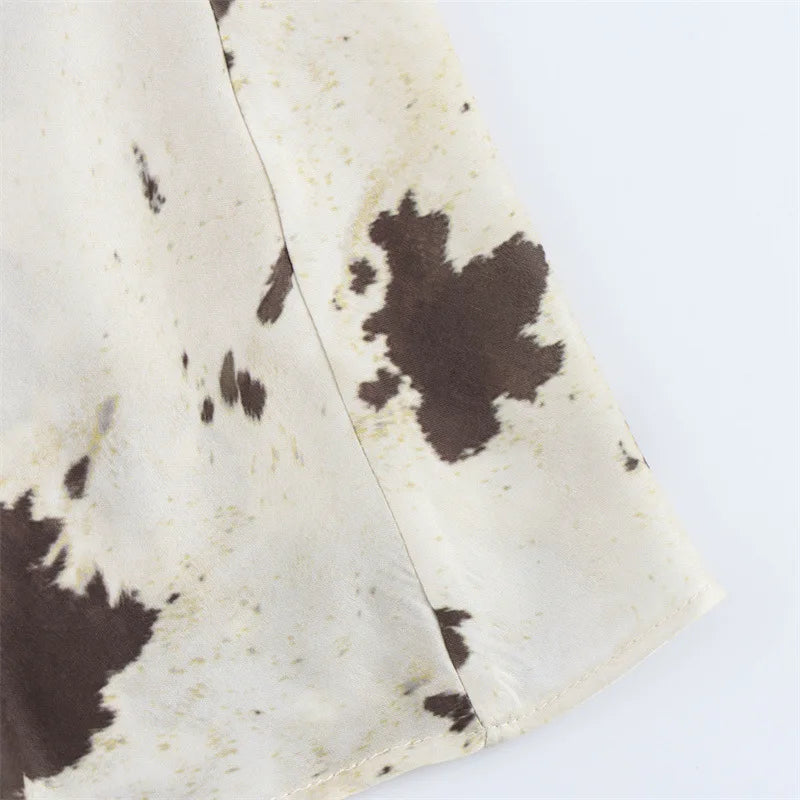 2025 Spring New Women's Fashion Middle Dress Animal Print Silk Satin Texture Midi Skirt Spring And Fall New Women's Clothing