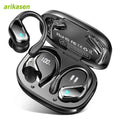 75Hrs Bluetooth 5.3 IP7 Waterproof Wireless Headphones with ENC Noise Cancelling Deep Bass Earhook For Sports Workout Gym Earbud