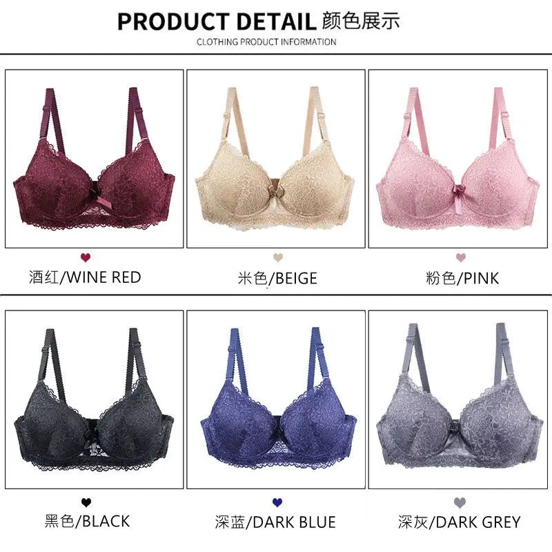2025 New Sexy Bras 34/75 36/80 38/85 40/90 42/95 44/100 BC Cup Unerwear For Women Bow Floral Push Up Lingerie
