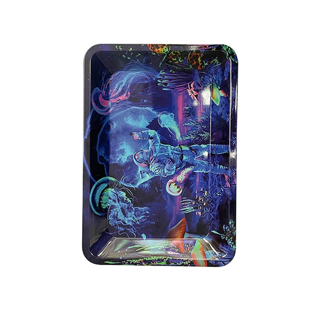 Cigar Rolling Tray Metal Storage Container Tinplate Household Supplies Accessories Size 18x12.5cm Storage Trays Various Patterns