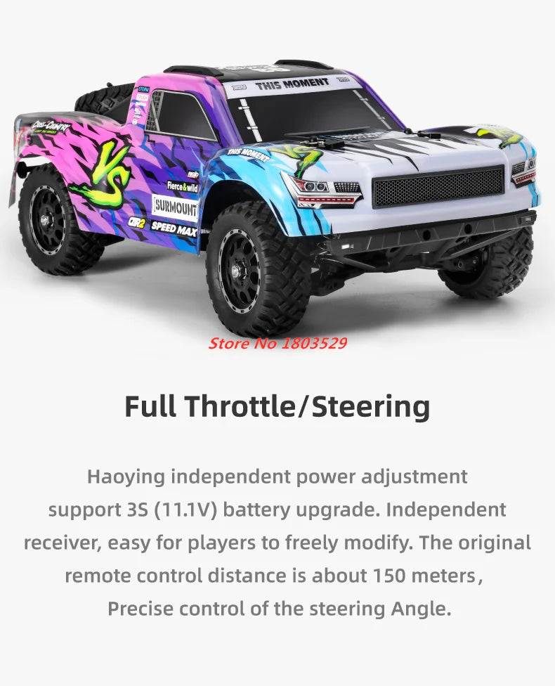 70KM/H Brushless RC Short Car 1/16 Brushless 4WD RC Short Course TruckIndependent SuspensionFull Ball Bearings Metal Driveshaft
