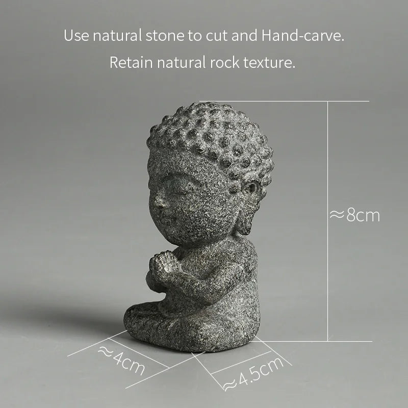 Buddha Statue Granite Sculpture Handmade Figurine Meditation Miniatures Ornament Home Decoration Crafts Creative Culture Gifts