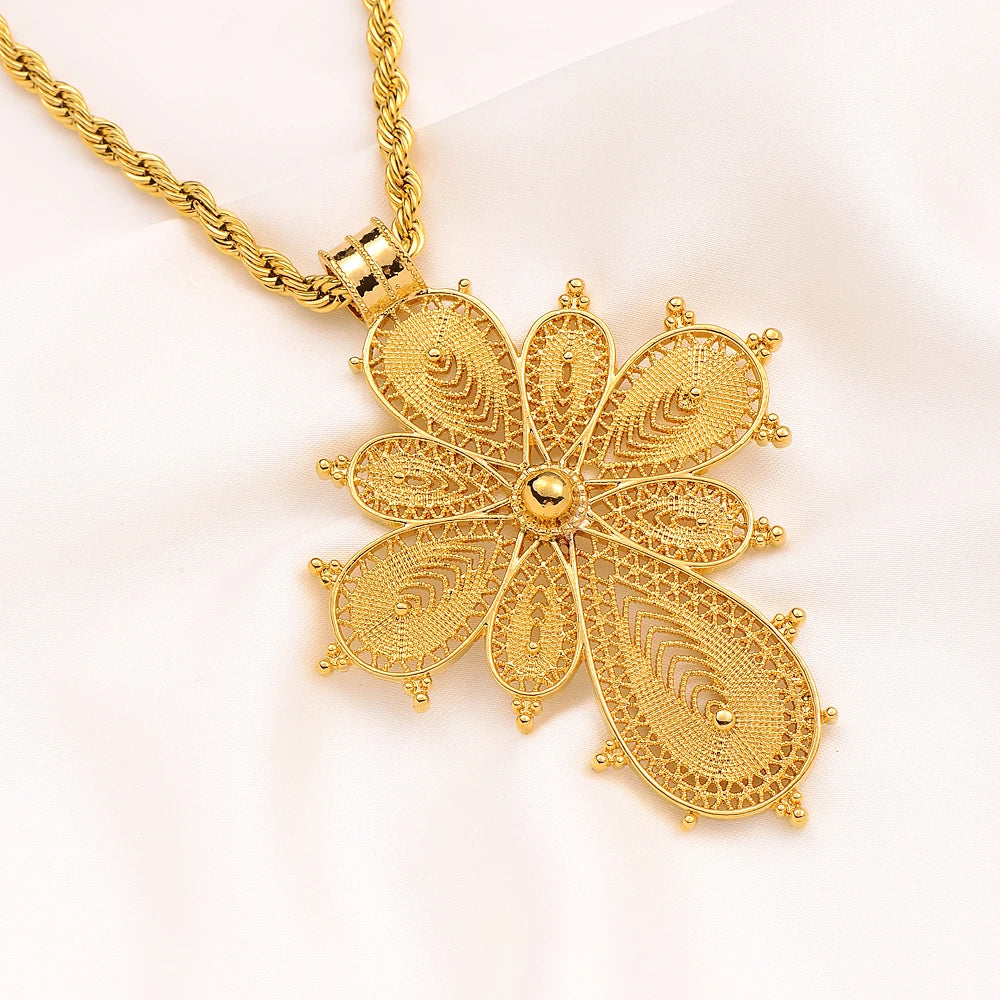 Ethiopian Jewelry Cross Pendant Necklaces African Eritrean Habesha Wedding Accessories Gift