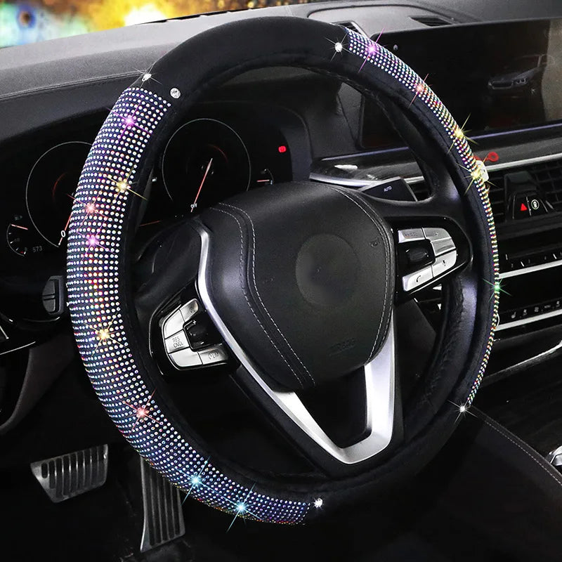 Car steering wheel cover, all season universal, beautiful with rhinestones, interior steering wheel decoration handle cover, fas