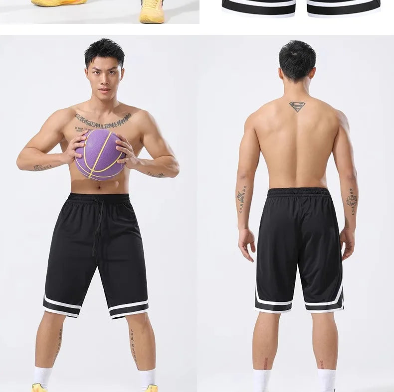 Basketball Pants Sports Running Training Casual Pants Five-point Basketball Shorts Double-sided Zipper Pocket Fitness Men Loose