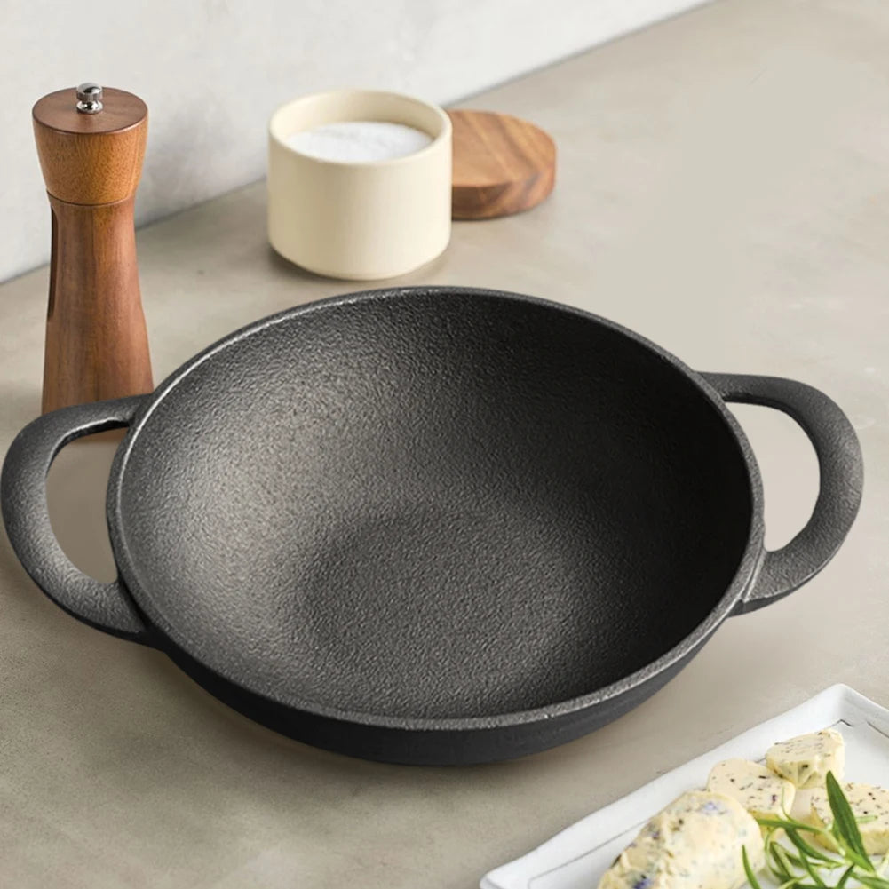 Cast Iron Pan Cooking Pot Multi-Purpose Saute Pan 19cm Fast Heat Saucepan Non-Stick Frying Pan for Camping Cooking