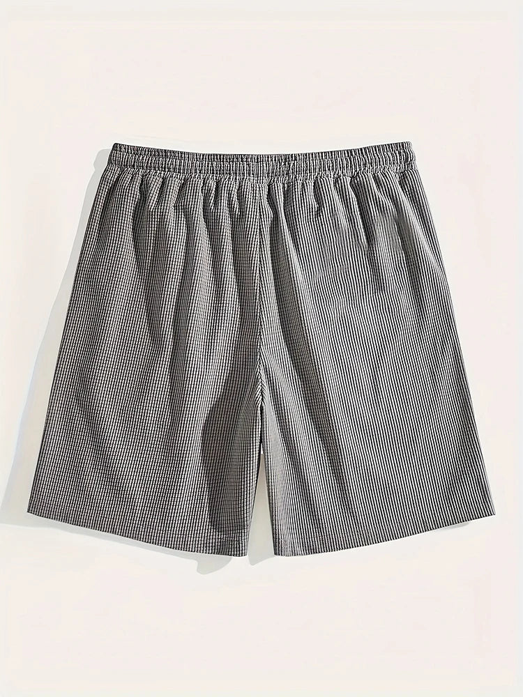 2026 Spring Summer Outdoor Casual Mens Shorts Vacation Seaside Beach Loose Bottoms Men Vintage Waffle Plaid Textured Short Pant