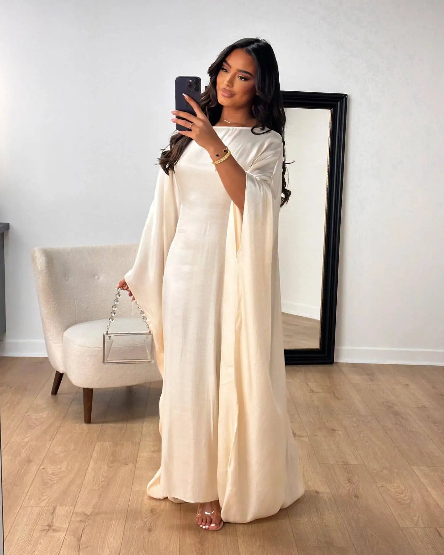 Ele Loose Robe Dr iny Fabric Par Dr Spring Summer Glowing Long Dr Women's plus Size Ele Gown