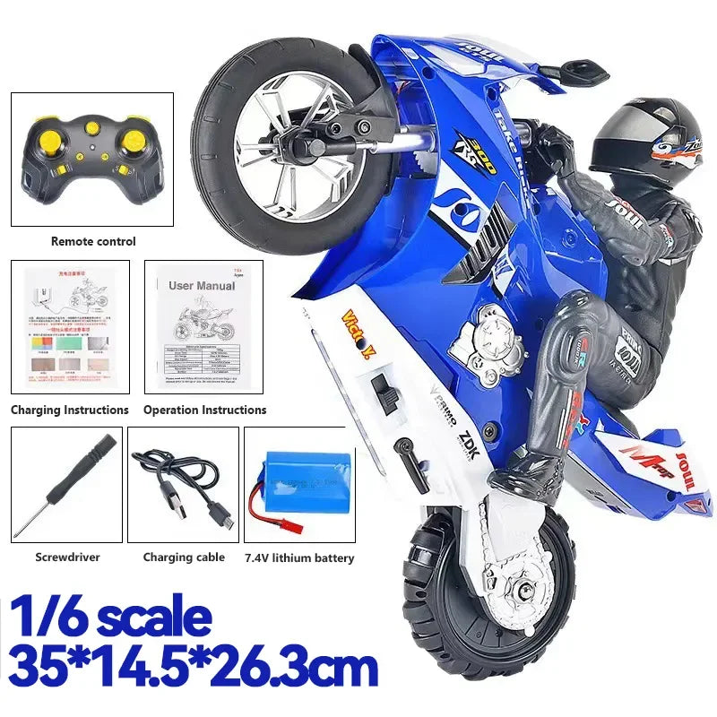 1/6 RC Motorcycle Rc Cars Self-stable Balance Standing on One Wheel Competitive Racing Drift Stunt Electric Motorcycle for Kids