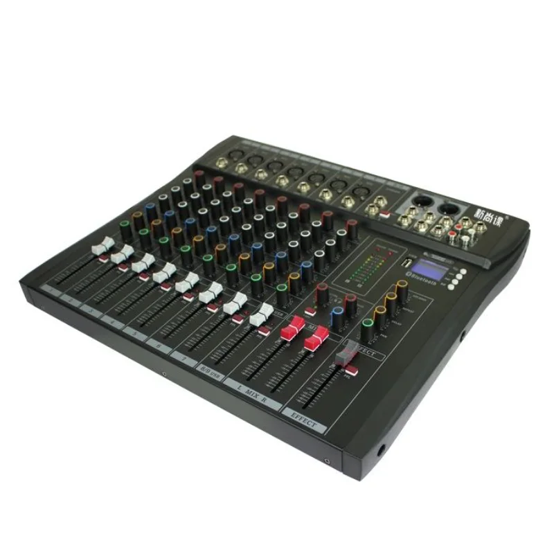 8 Channel Mixer Two-group Bluetooth USB Flash Drive and KTV Reverb Stereo Analog Mixing Consoles Stage Performance