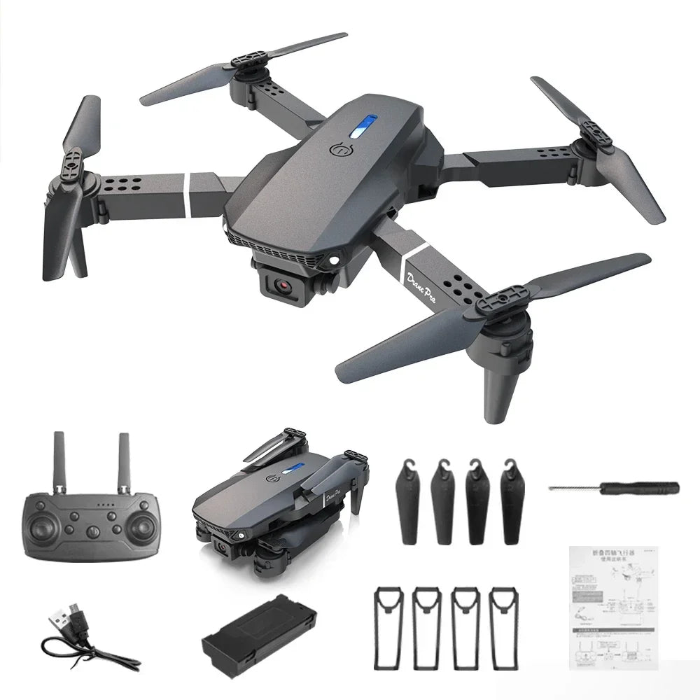 2026 New E88 Drone offers foldable design big screen 8K dual camera GPS brushless motor obstacle avoidance for RC toys gifts