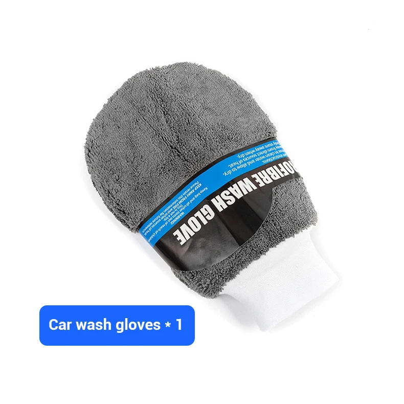 9pcs Car Wash Cleaning Kits Microfiber Towels Blush Sponge Wash Glove Polish Care Applicator Pads Auto Detailing Washing Tools