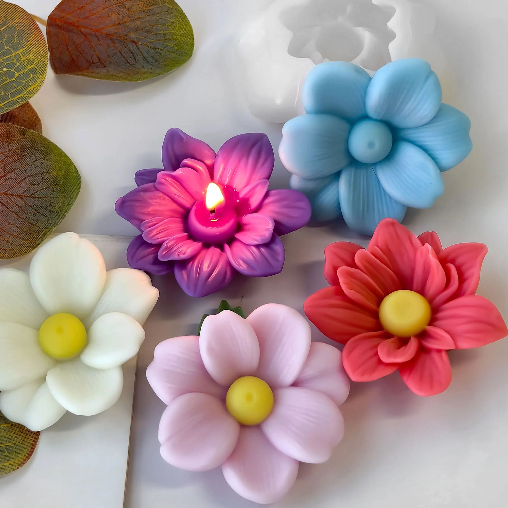 DIY Flowers Aroma Candle Silicone Mold Handmade Candy Chocolate Baking Mould Soap Candle Making Supplies