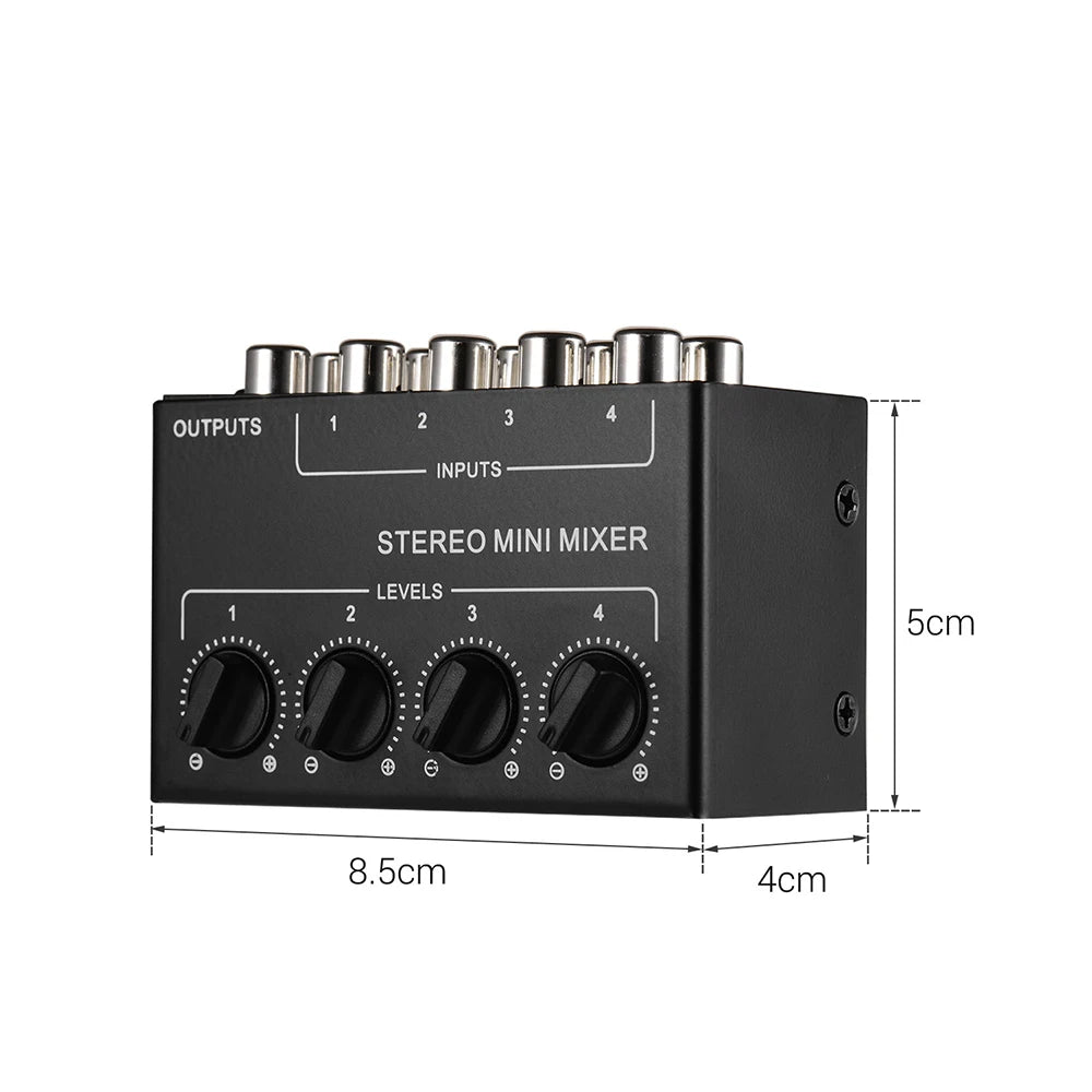 CX400 Mini Passive Stereo Sound Mixer RCA 4-Channel Small Audio Mixer Stereo Dispenser For Live Studio DJ Equipment