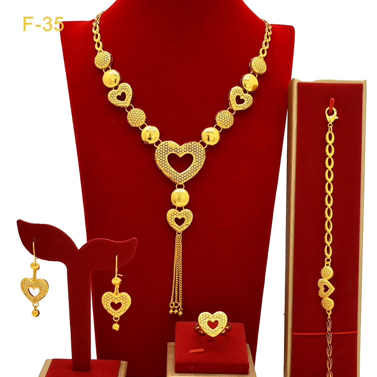 Arabic Dubai Jewelry Set for Women Earrings Ethiopian African Long Chain 24K Gold Color Necklace Wedding Bridal Party Gift