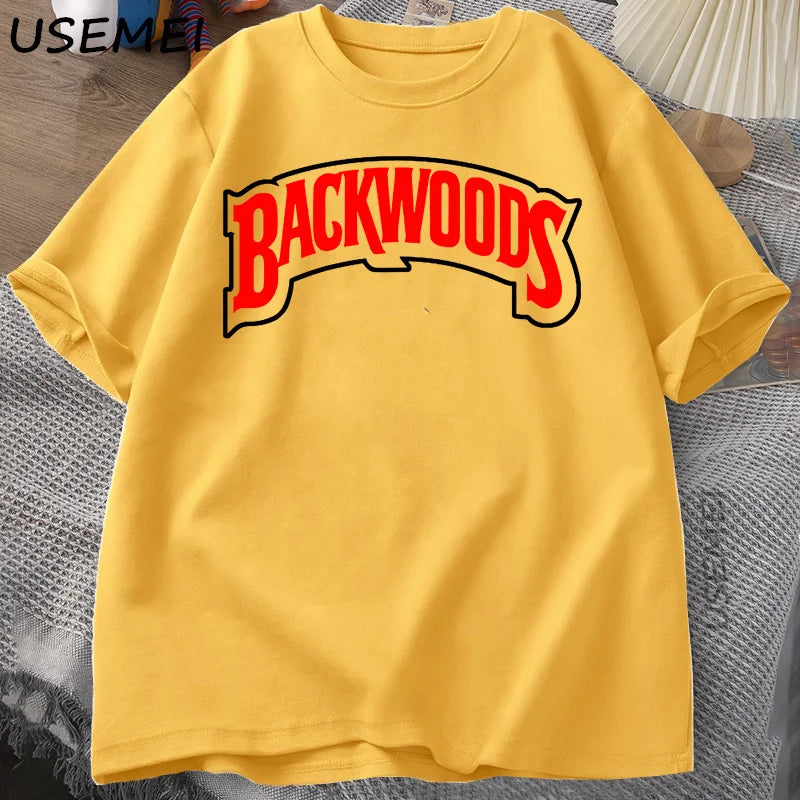 BACKWOODS T Shirts Men Women Retro Short Sleeve Cotton T-Shirt Fashion Street Hip Hop Rock Streetwear Men Swag Tshirt Clothing