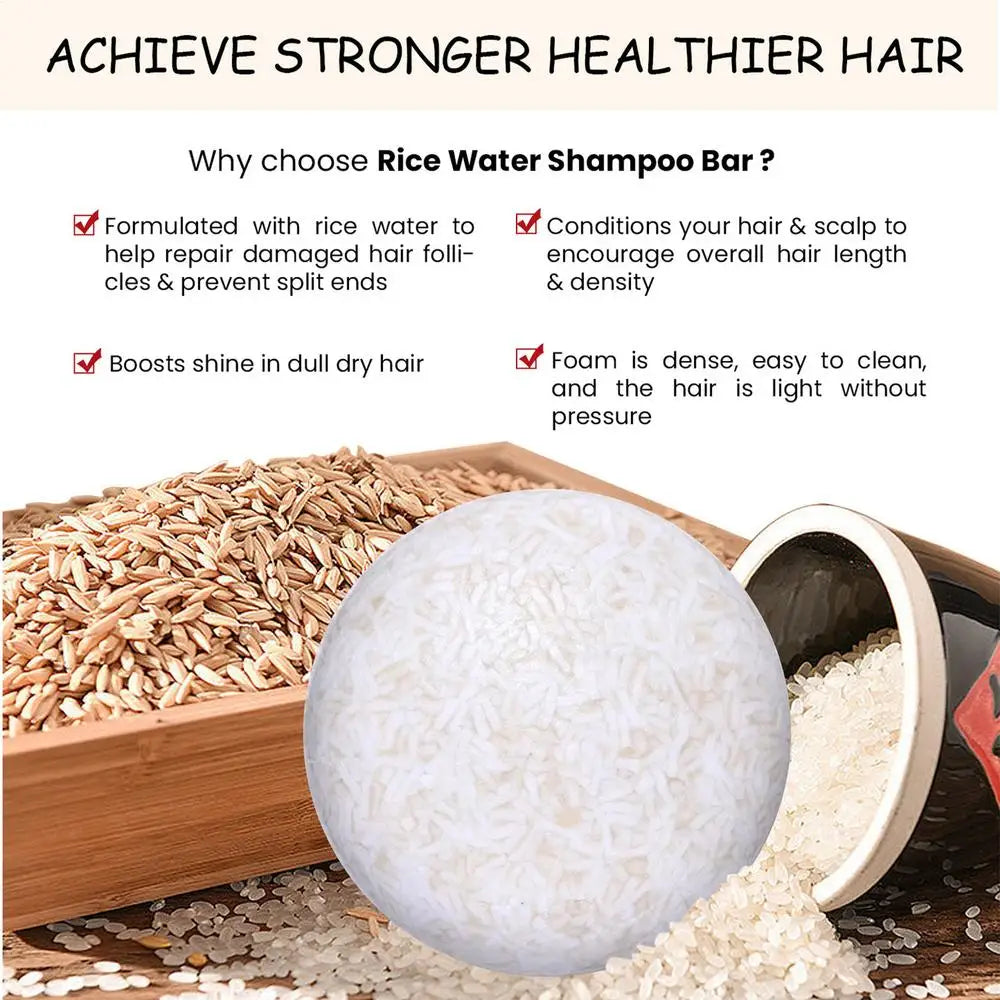 1/2/3pcs Organic Rice Shampoo Soap Bar Cleanses Oil Free Conditioning Soap Rice Water Protein Nourishing Hair Growth Soap Bar