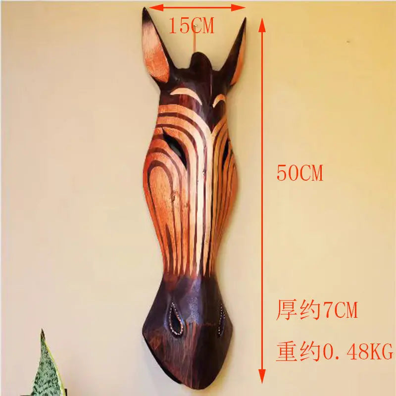 50cm Hand-Painted Vintage Wooden Wall Art  African Animal Murals in American Style Rustic Decor for Coffee Shop Bar Living Room