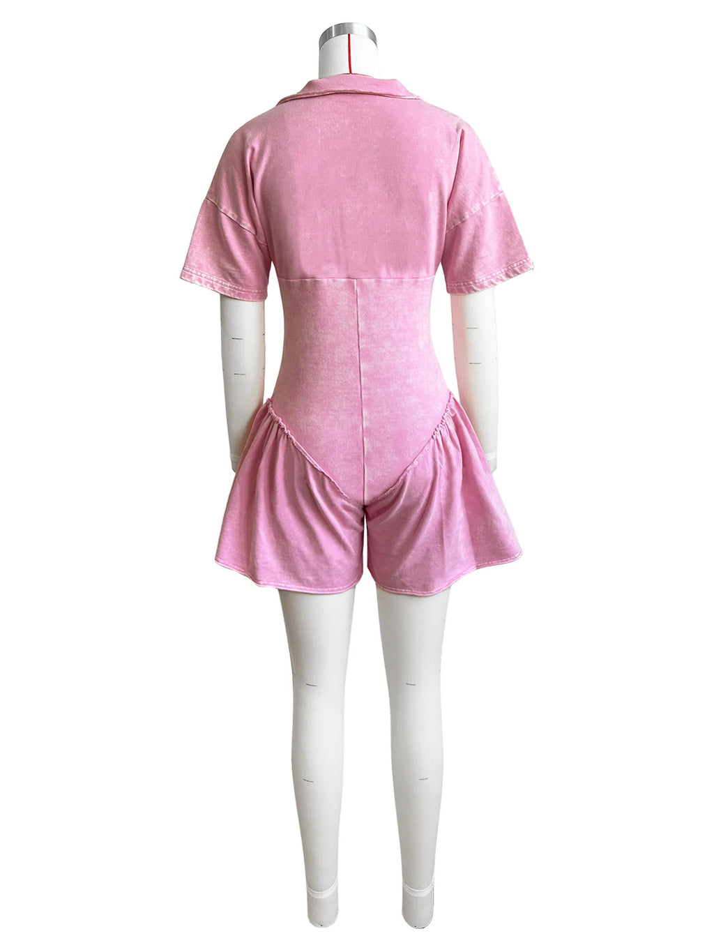 European and American Fashion Women's Clothing Washed and Worn Waist Lapel Large Opening Jumpsuit