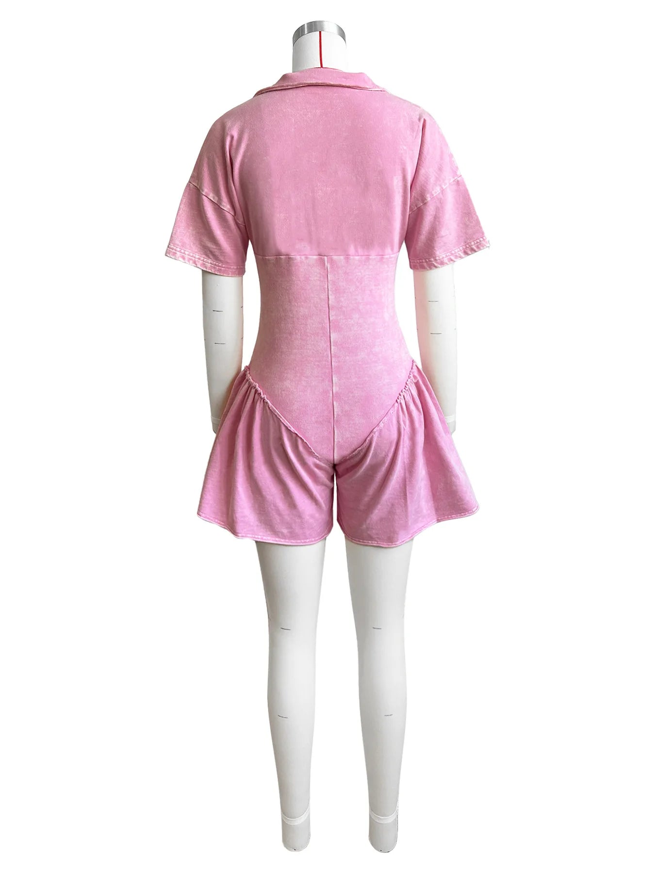 European and American Fashion Women's Clothing Washed and Worn Waist Lapel Large Opening Jumpsuit