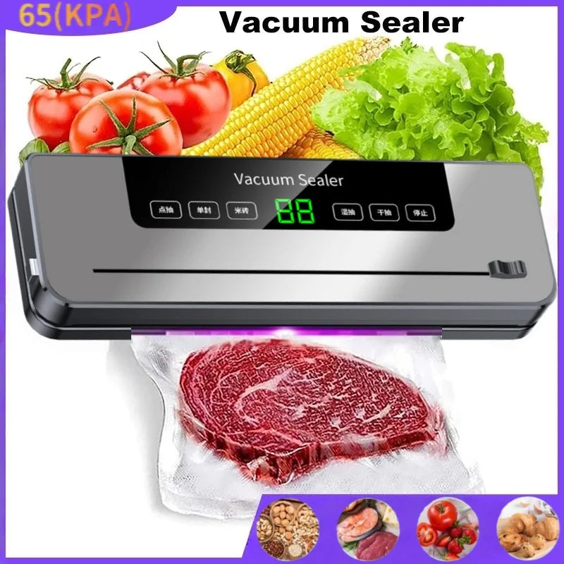Electric Vacuum Sealer Dry/Wet Food Sealed Packaging Kitchen Food Storage Seal Built-in Cutter Knife Vacuum Sealer Machine