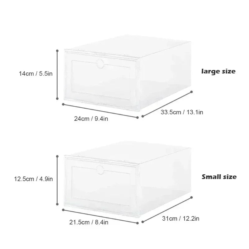 6pcs/set Thickened Drawer Case Plastic Shoe Boxes Transparent Plastic Shoes Case Stackable Box Shoe Organizer Shoe box