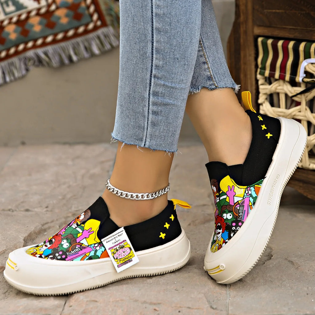 2025 New Women Flat Sneakers Casual Fashionable Canvas Shoes Women Style One Step Walking Sneakers Women Summer Zapatos De Mujer