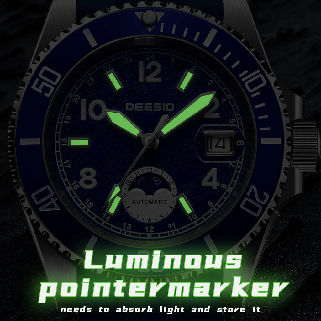 Deesio Classic Fashion Men's Watches Automatic Self-Wind Mechanical Waterproof Luminous Stainless Steel Luxury Gifts for Men