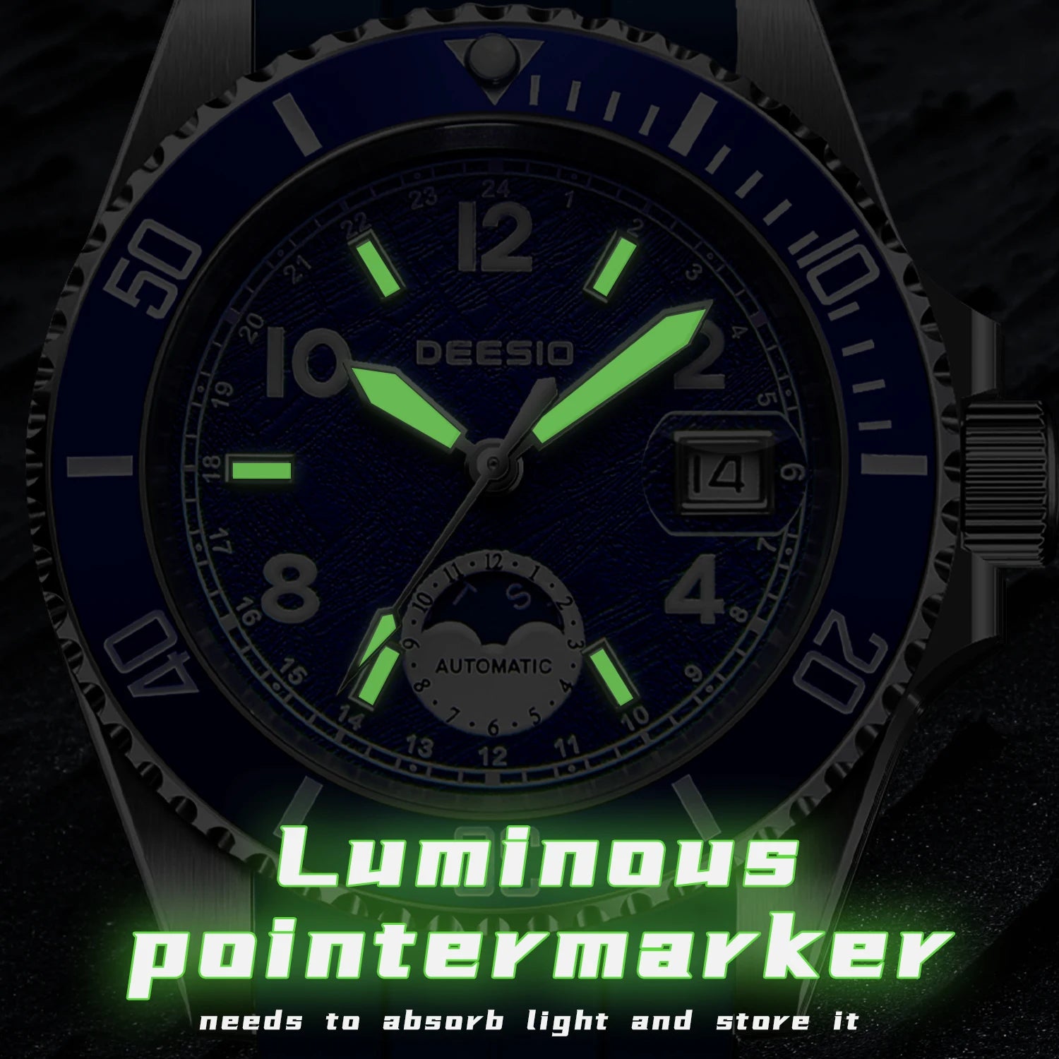 Deesio Classic Fashion Men's Watches Automatic Self-Wind Mechanical Waterproof Luminous Stainless Steel Luxury Gifts for Men