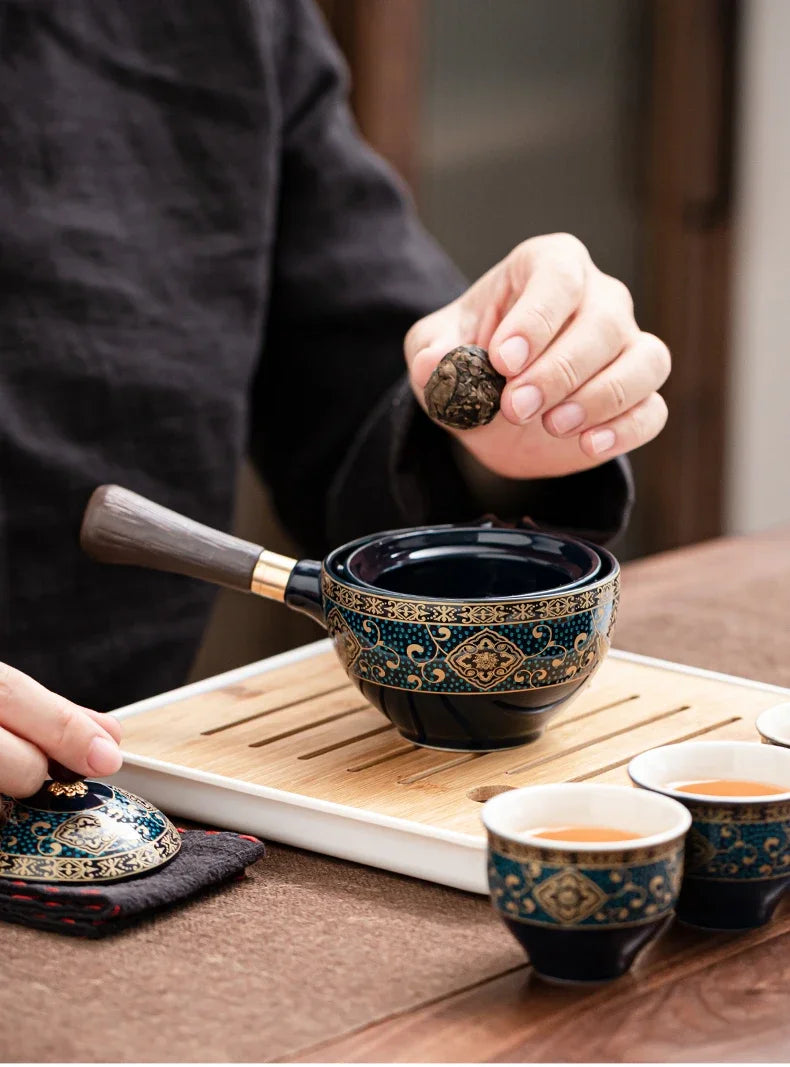 Chinese Kung Fu Tea Set Sand Ceramic Tea Set Travel Kung Fu Tea Set Gift Porcelain Purple Clay Pot Poured Ceramic Tea Set