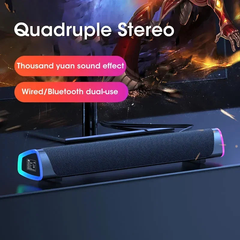 2.1 Channel Soundbar with Subwoofer, Bluetooth 5.0 Speaker System for TV/PC, USB Powered Stereo Bass HD Audio for Laptop/Macbook
