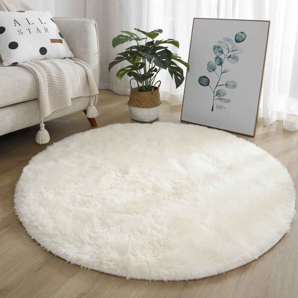 Anti-Slip Rugs Large Shaggy Rug 60/80/100cm Super Soft Round Mat Living Room Bedroom Carpet Multi Color Select For Home Decor