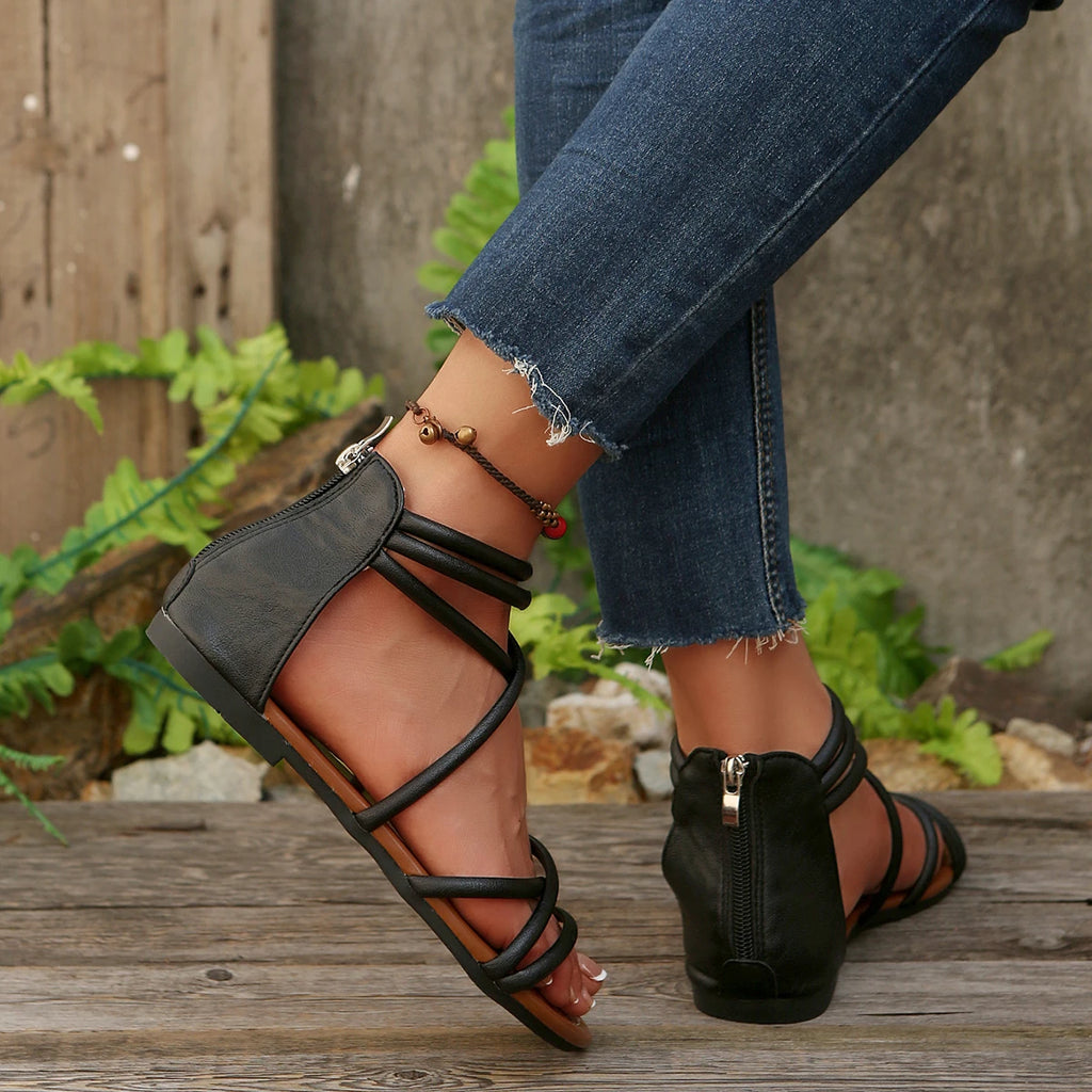 *Fashionable New Style Comfortable and Elegant Casual Sandals Summer Hot Selling Round Toe Non Slip Flat Work Sandals for Women