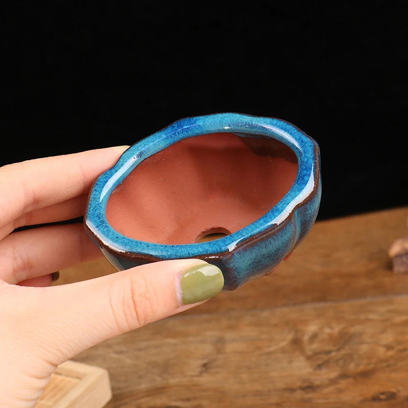 1pcs Chinese Style Bonsai Flowerpot Ventilate Purple Sands Ceramic Craft Plant Pot Planter For Home Office Desk