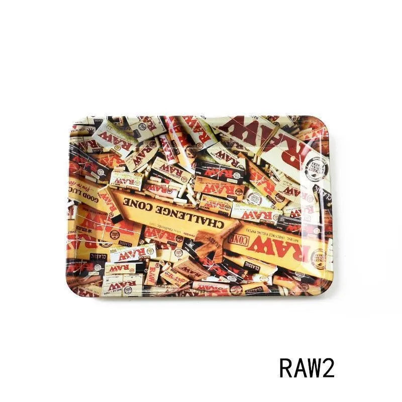 Cigar Rolling Tray Metal Storage Container Tinplate Household Supplies Accessories Size 18x12.5cm Storage Trays Various Patterns
