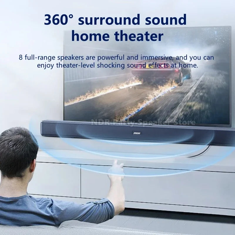 9D Stereo Sound Bar For TV Cinema Echo Wall Bluetooth Speakers COAX AUX U Disk Home Audio Subwoofer 8 Horns 40W High Power