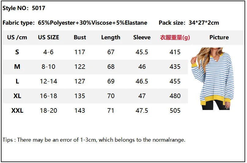 2026 Spring Sweatshirts Women Sweatshirt Tops V Neck Full Sleeve Y2k Streetwear Work Casual Loose Elegant Striped Top Autumn