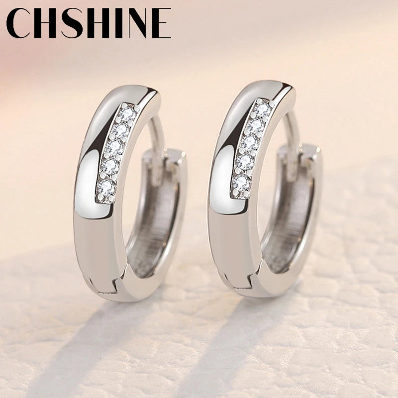 CHSHINE 925 Sterling Silver Summer Simple Zircon Earrings For Women Wedding Party Fashion Jewelry