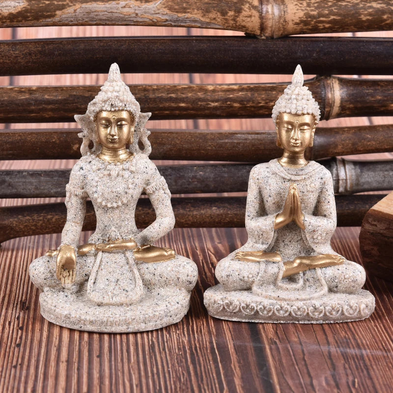 Buddha Statues Sandstone Thailand Buddha Sculpture Fengshui Figurine Home Decor